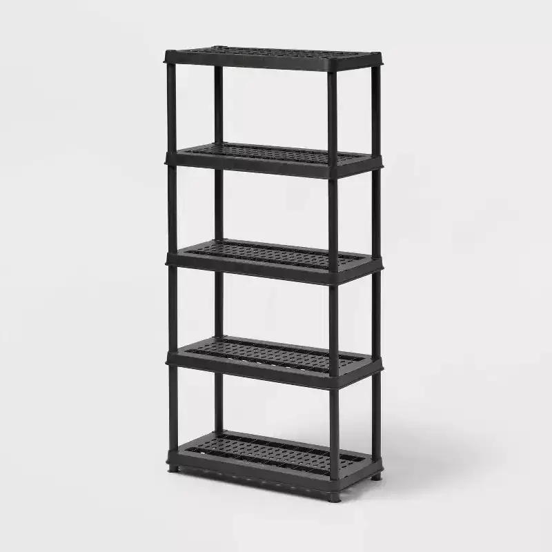 5 Tier Plastic Shelf Unit Black - Brightroom™: Utility Storage Shelving, 5 Open Shelves, 150 lb Capacity, 73.5" Height
