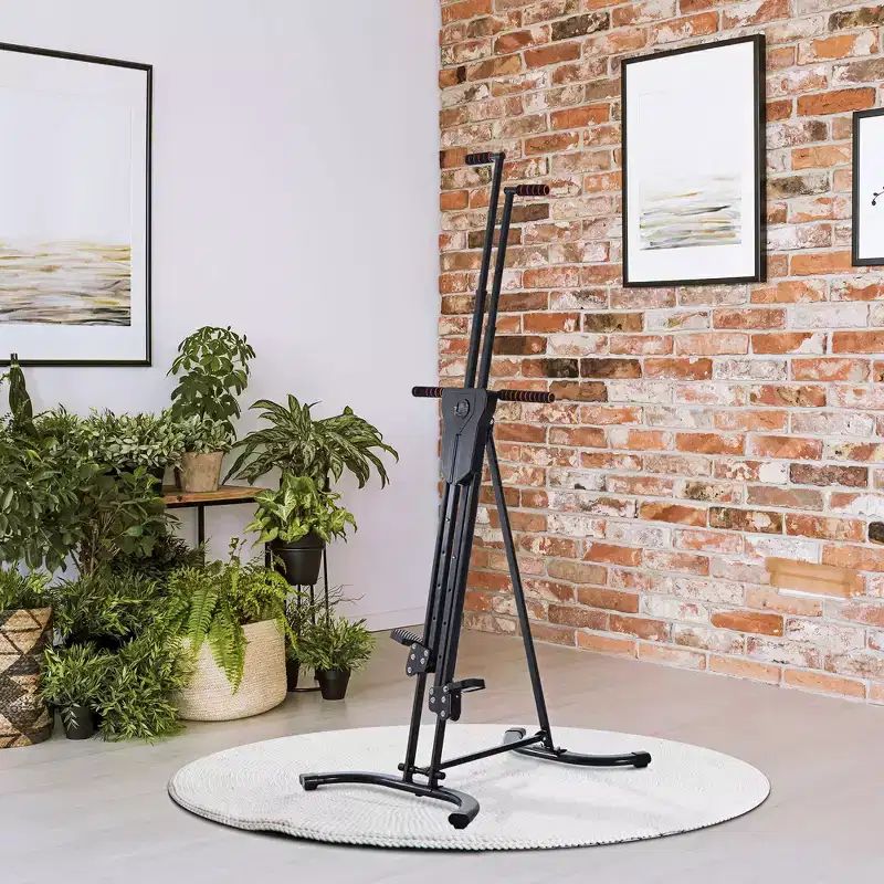 Whisen Adjustable Vertical Climber Cardio Machine with LCD Display, Foldable Steel Frame, Foam Grips, Anti-Slip Pedals - Black