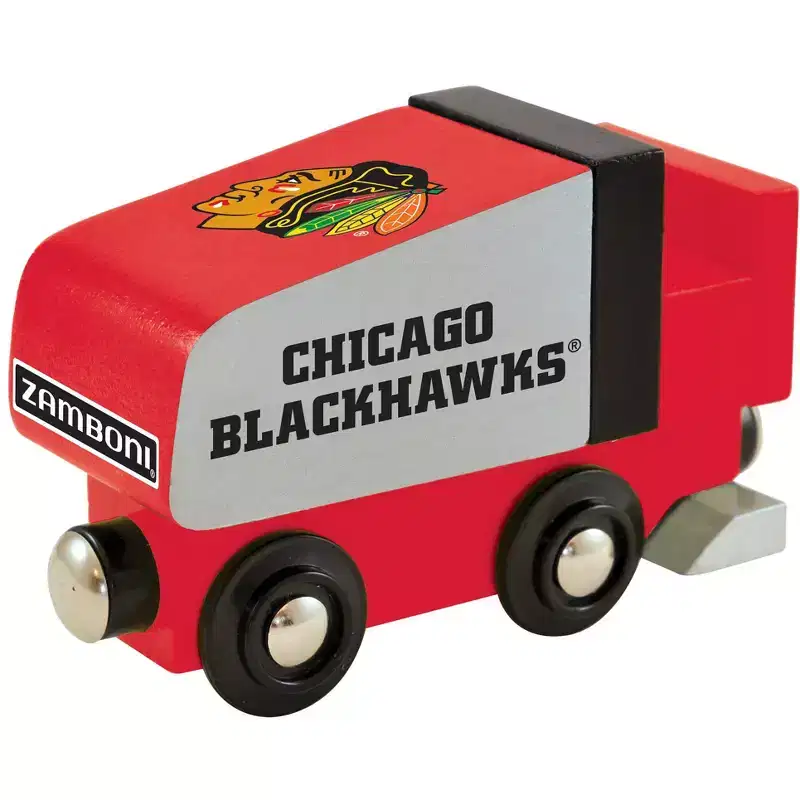 MasterPieces Officially Licensed NHL Chicago Blackhawks Wooden Toy Zamboni Train Engine For Kids