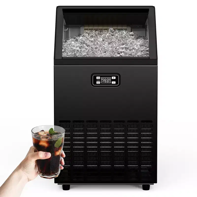 EUHOMY Commercial Ice Maker Machine, 100 lbs/Day, Stainless Steel Under Counter Ice Maker with Multi-function Control Panel,33 lbs Capacity, Black