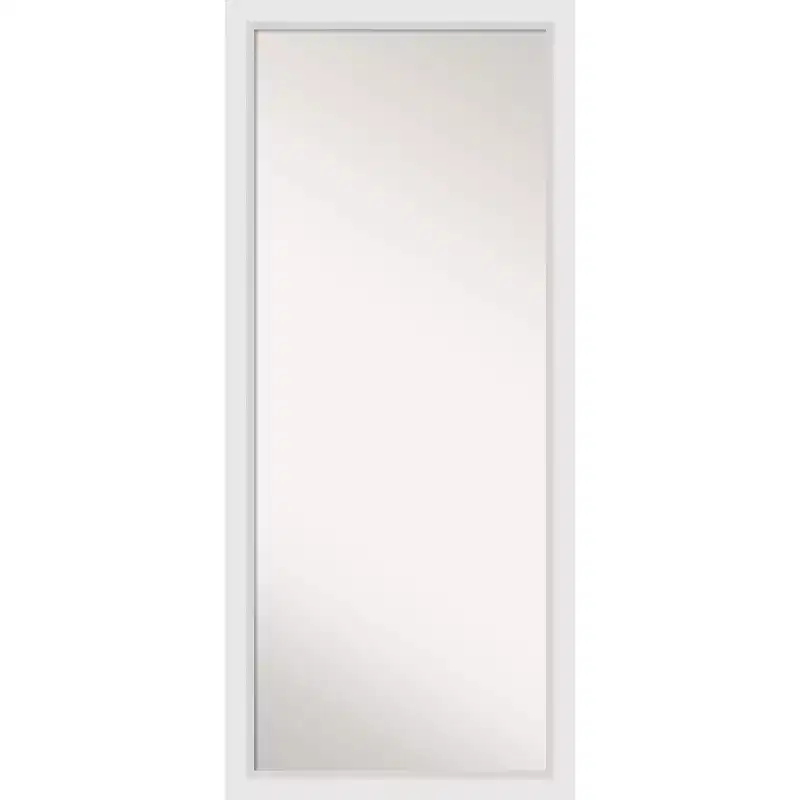 28 x 64 Non-Beveled Blanco White Wood Full Length Floor Leaner Mirror - Amanti Art: Includes Mounting Hardware