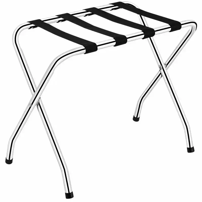 Costway Folding Luggage Rack Chromed Metal Suitcase Holder Shelf for Home Hotel