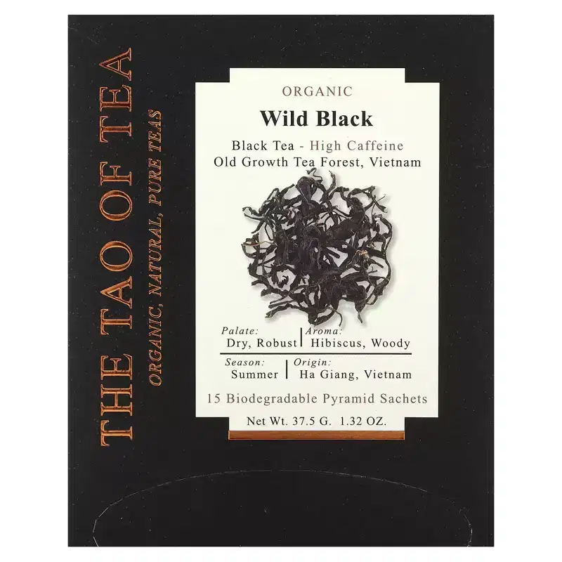 The Tao of Tea Organic Black Tea, Wild Black, 15 Pyramid Sachets, 1.32 oz (37.5 g)
