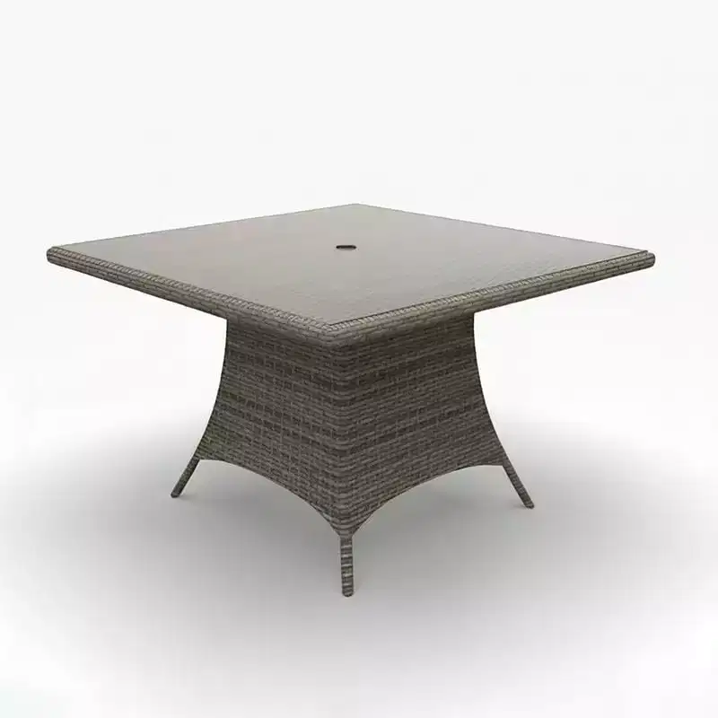 Covers&All Malibu 60 in Square Dining Table, Willow Flat Wicker w / Glass Top