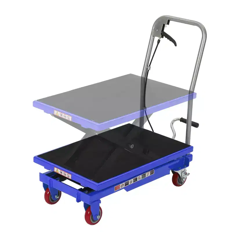 Hydraulic Lift Table Cart,330lbs Capacity 50 Lifting Height , Non-Slip Pad, 4 Wheels & Reflective Strips,for Material Handling & Transportation
