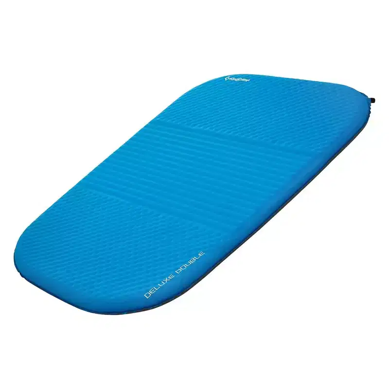 KingCamp 2 Person Self Inflating Double Insulated Pad Camping Mattress for Tent, Cot, Traveling, and Hiking Deluxe Series, Blue/Charcoal