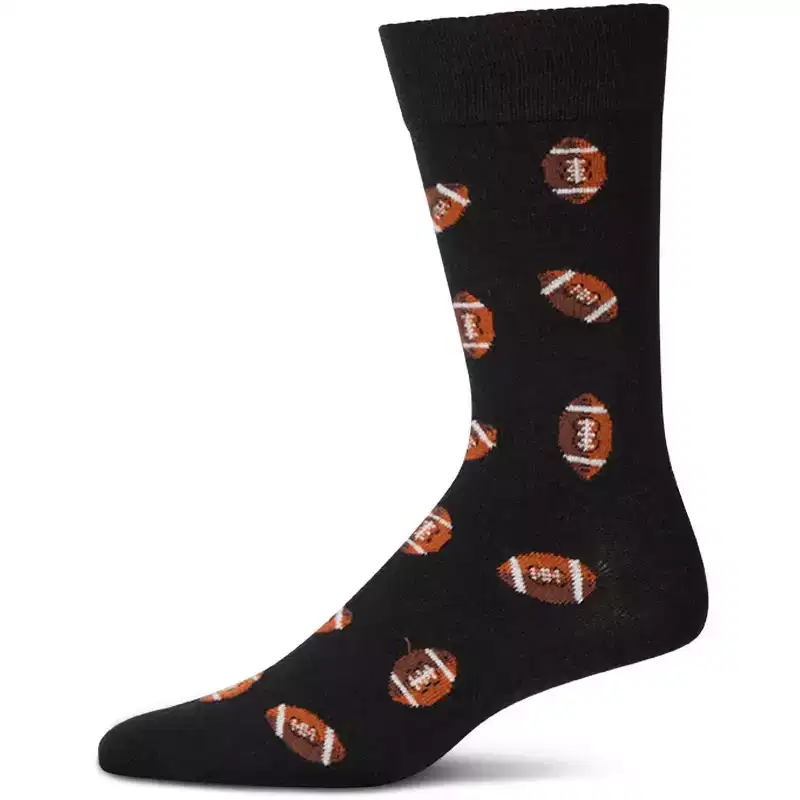 Memoi Men's Football Themed Cashmere Blend Novelty Crew Sock Black 10-13