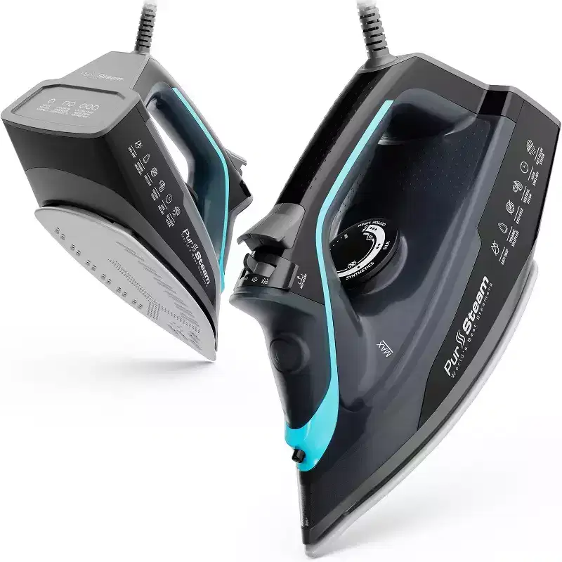 PurSteam SteamBurst+ 1750W Steam Iron, Ceramic Soleplate, Adjustable Steam, Burst of Steam, Self-Clean, Anti-Calc, Anti-Drip, Auto Shut-Off