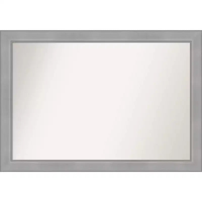 Amanti Art 40x28 Non-Beveled Vista Brushed Nickel Bathroom Wall Mirror: Modern Rectangle, Wall Mount, Includes Hardware