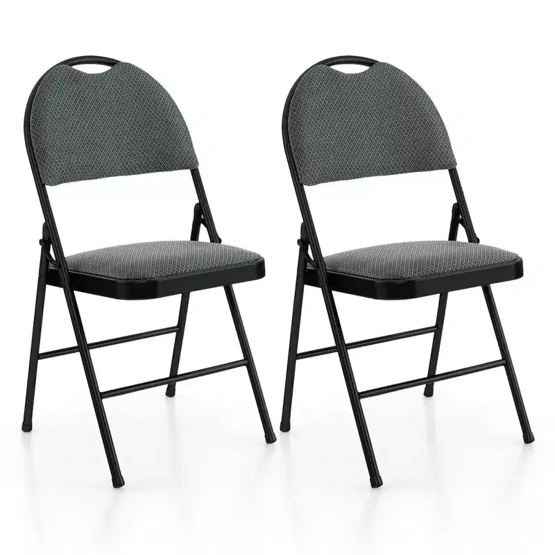 Costway 2/4 Pack Folding Chairs Portable Padded Office Kitchen Dining Chairs Grey