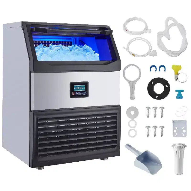 Acekool Commercial Ice Maker Machine - 265Lbs/24H, 55Lbs Storage, Energy Efficient 850W Compressor, LED Control