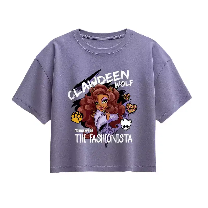 Girls' - Monster High - Clawdeen Wolf Short Sleeve Boxy Graphic T-Shirt