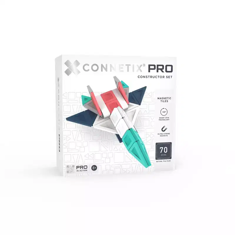 CONNETIX Magnetic Tiles Constructor Set 70pc: Educational Focus on Creative Thinking, Includes 70 Building Components