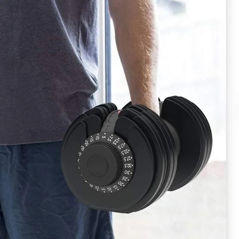 Adjustable Dumbbell Set &uml;C Pair of 12-in-1 Free Weights Ranging from 5kg to 32.5kg Each in 2.5kg Increments &uml;C Space Saving Strength Training Equipment for Home Gyms