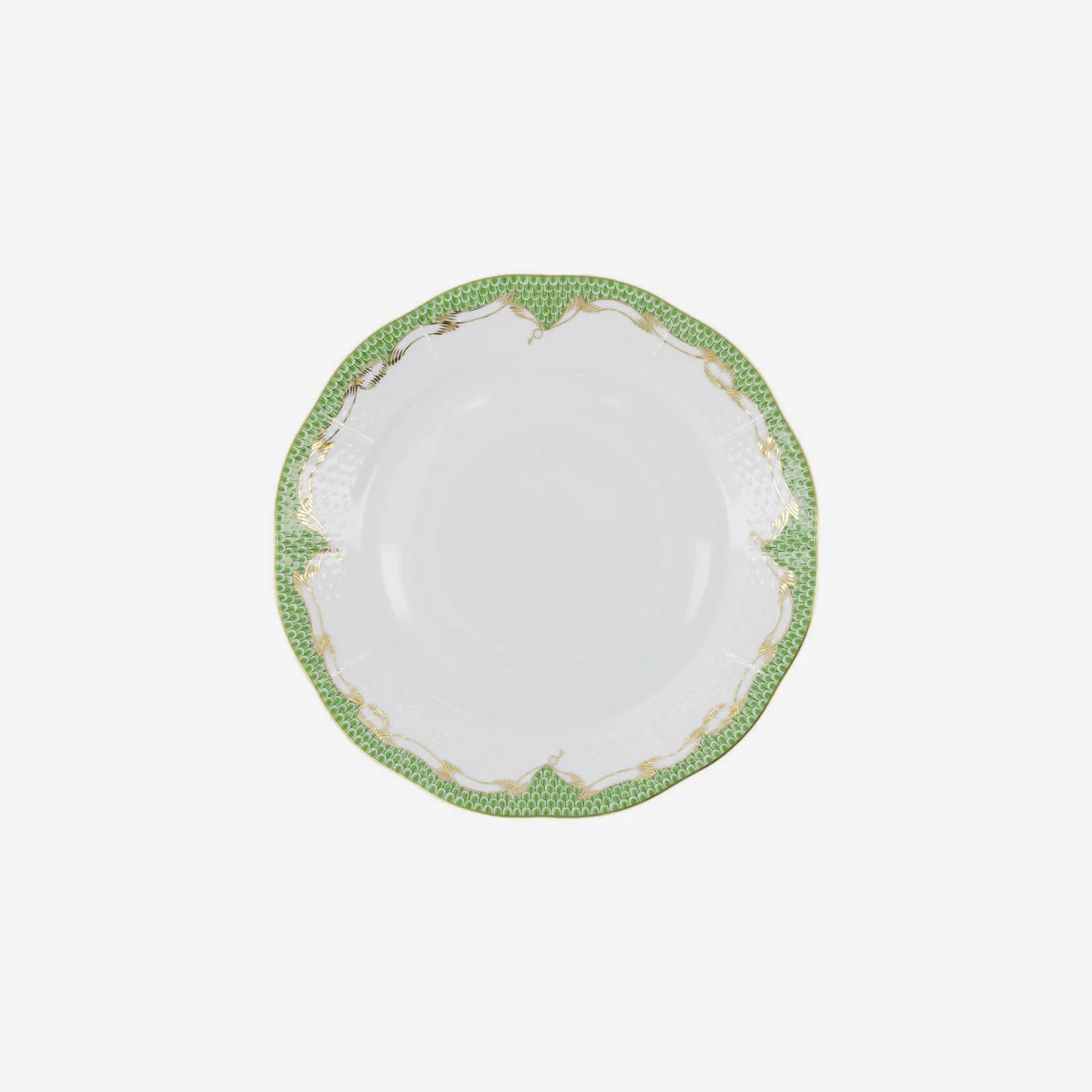 Fish Scale Jade Green Gold Dinner Plate  25.5cm