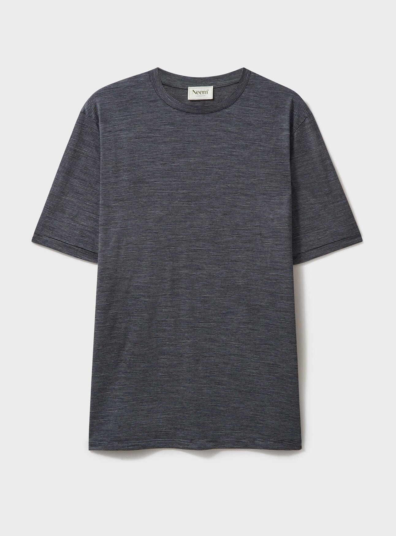 Merino Wool Jersey Charcoal Stripe T-Shirt