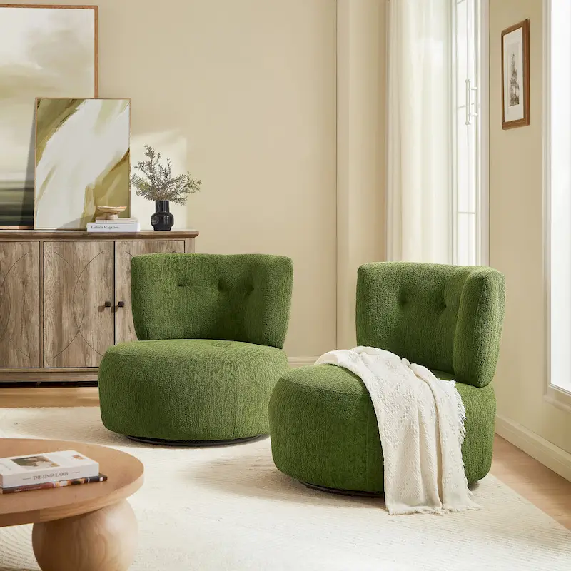 Flannel Upholstered Swivel Accent Chair | 360&deg; Rotation | Modern Living Room