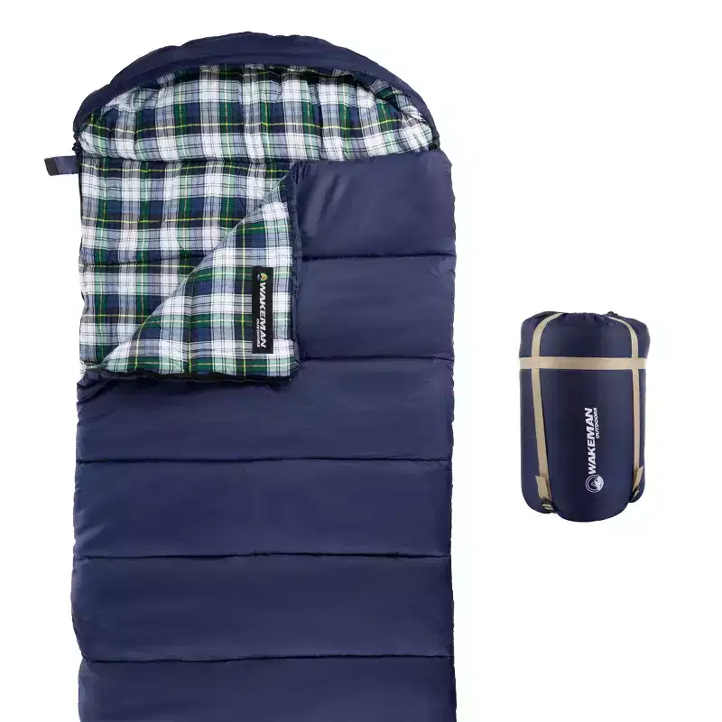 Leisure Sports Extra-Large 3-Season Envelope-Style Sleeping Bag With Carrying Bag - Navy