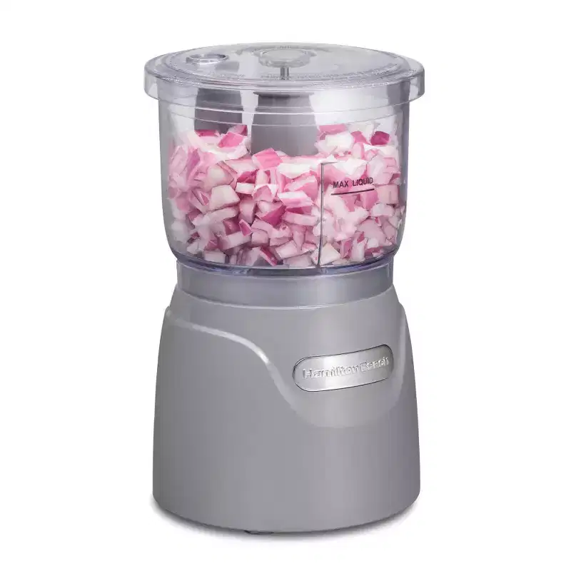 Hamilton Beach 3-Cup Stack & Press Food Chopper - Gray - 72740: Compact Vegetable Processor, Dishwasher-Safe Parts