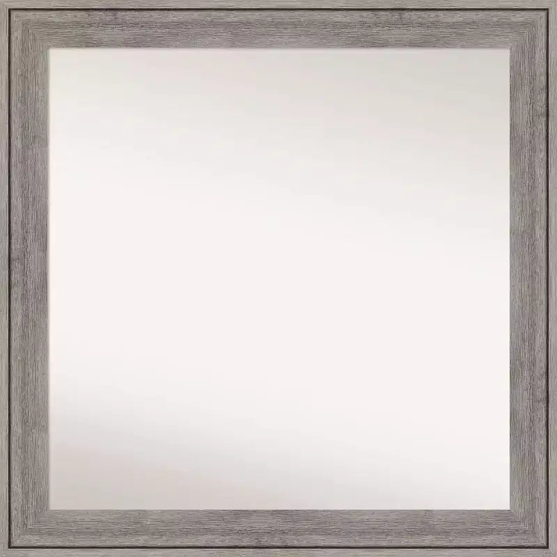 31" x 31" Non-Beveled Barn Gray Wood Wall Mirror, Modern Square