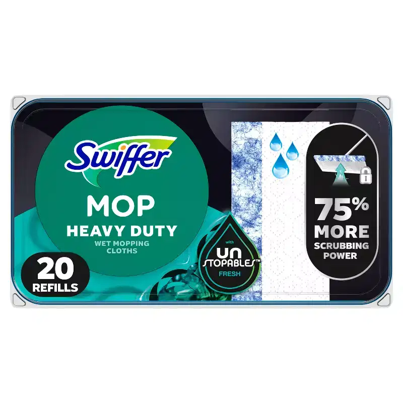 Swiffer Unstopables Fresh Heavy Duty Wet Cloths Refill - 20ct: Multipurpose Microfiber, Compatible with Swiffer Mops