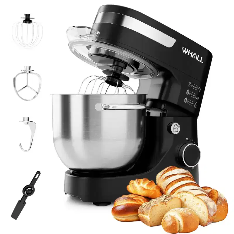 WHALL Stand Mixer, 12-Speed Tilt-Head Kitchen Mixer with Dough Hook, Whisk, Beater, and Stainless Steel Bowl  Powerful Electric Food Mixer for Baking