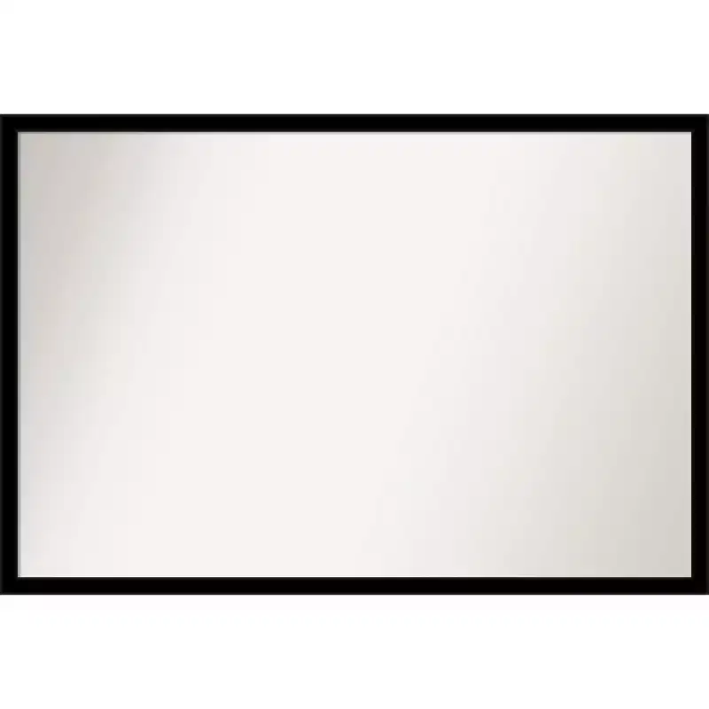 38" x 26" Non-Beveled Jet Black Wall Mirror - : Modern Polystyrene Frame, Included Mounting Hardware