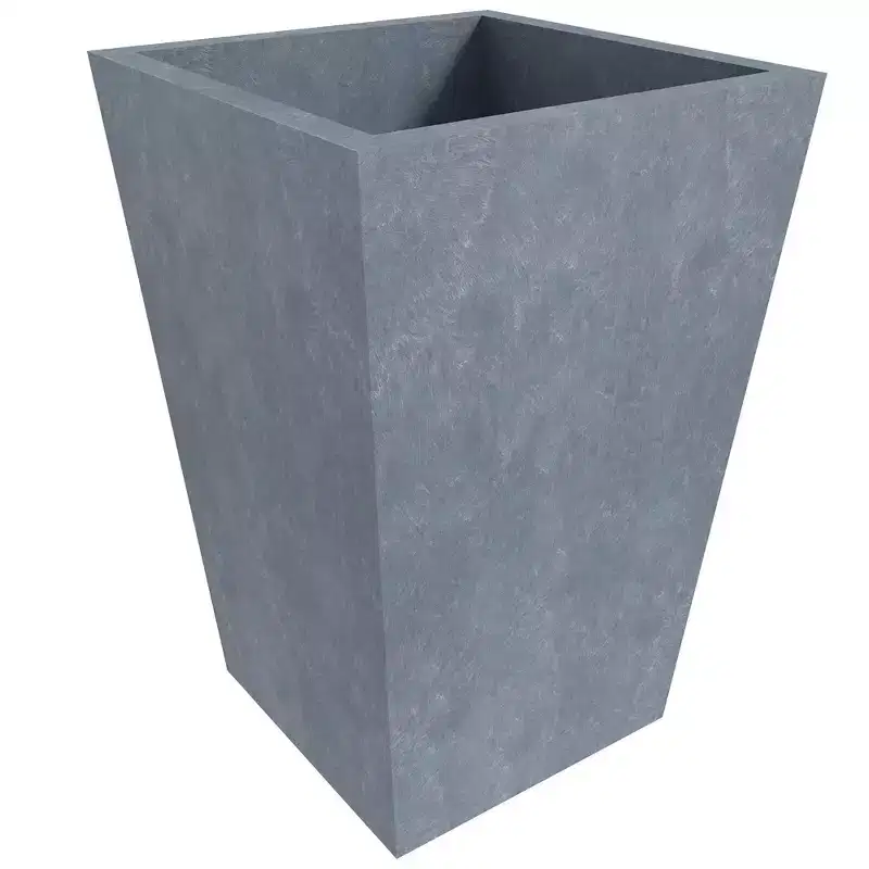 LeisureMod Serene Tapered Square Fiberstone Planter Pot with Drainage Holes, Weather-Resistant for Indoor/Outdoor Use