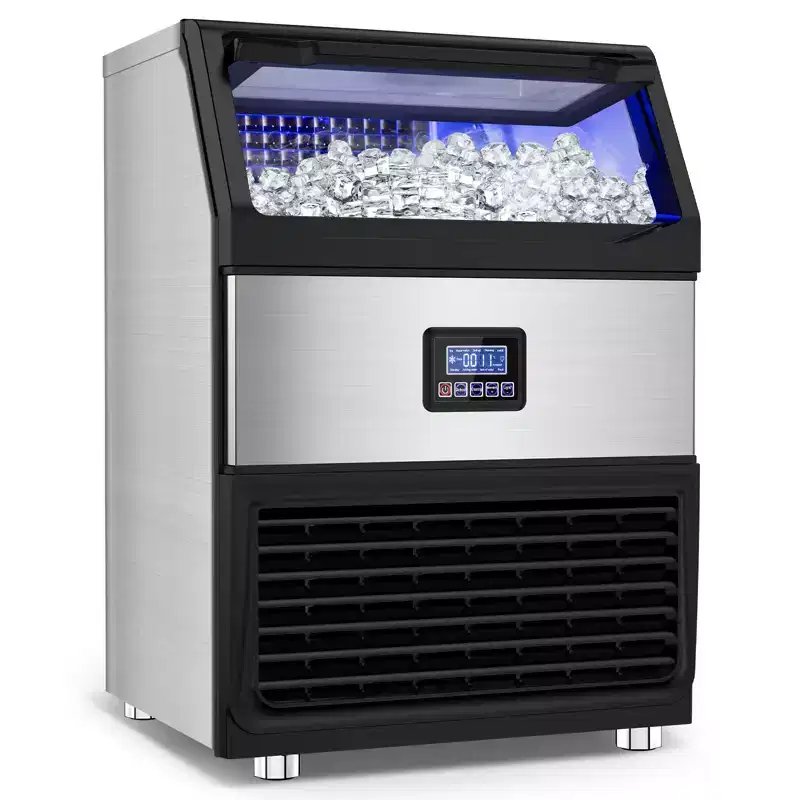 Denjol 24 in.220lbs./24H Full Size Cube Commercial Freestanding/Undercounter Ice Maker 65 lbs.Storage Bin