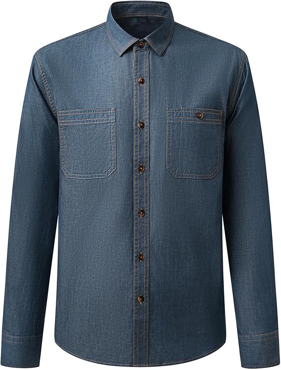 Men's Long Sleeve Cotton Denim Shirt