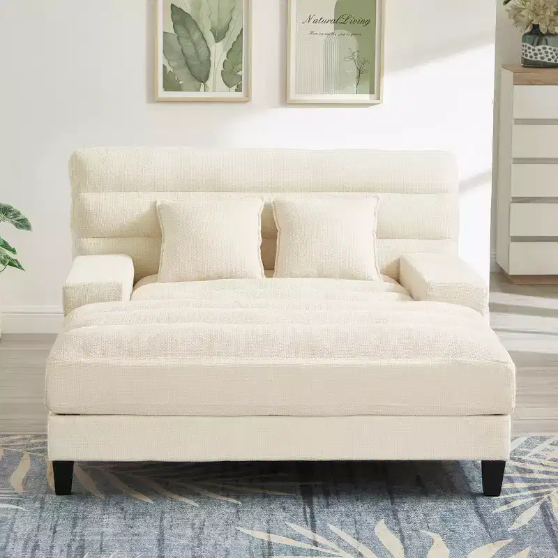 57.1" Modern Chaise Lounge Sofa with 6-Position Backrest & RGB LED Lights &ndash; 660 lb Capacity, Chenille