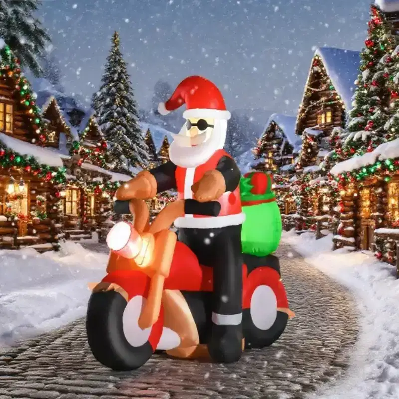NAYSAYE 5FT Outdoor Christmas Inflatable Santa Claus Riding Motorcycle Decoration for Front Yard and Backyard , Multicolor, 70.8*40.3*69