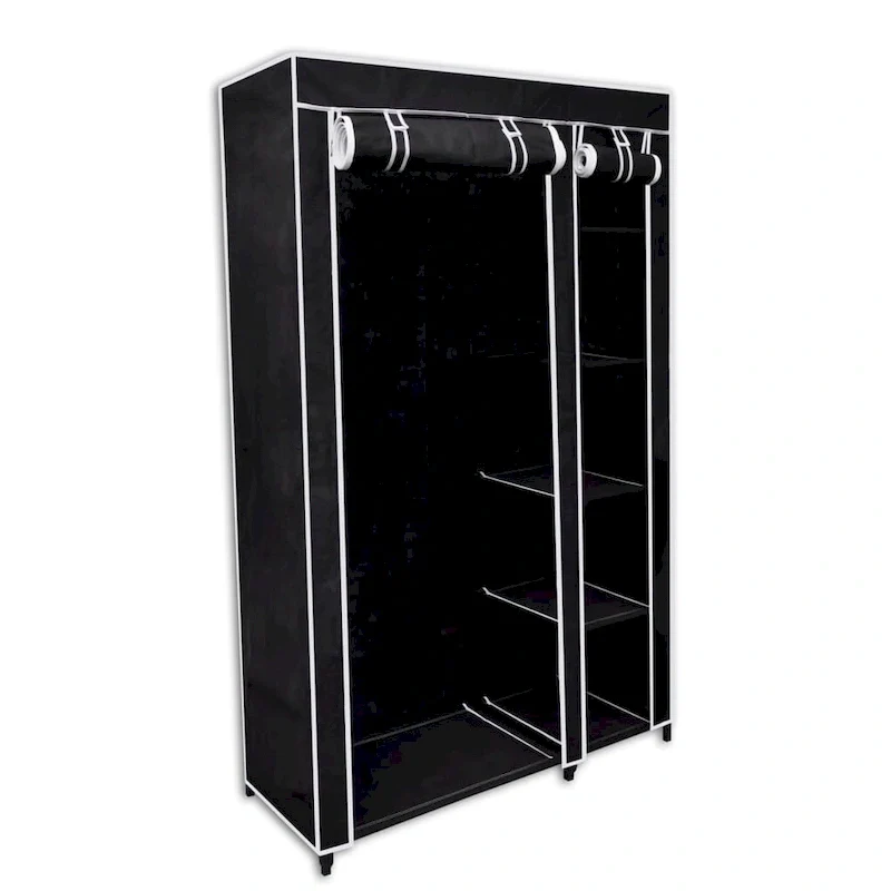 Foldable Portable Wardrobe with Zipper Door &ndash; Black, 43x18x69"