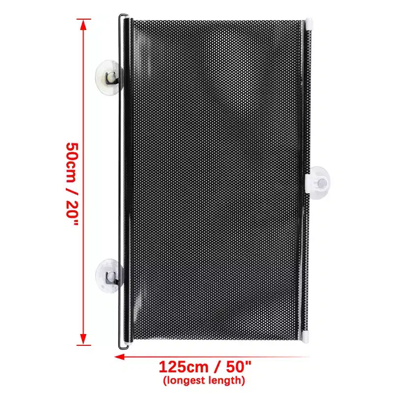 Unique Bargains Retractable Car Windshield Roller Blind Automotive Sunshades 20 x 50 Black 1 Pc
