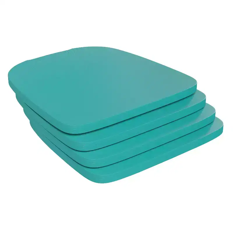 Flash Furniture Perry Set of 4 Poly Resin Wood Seat with Rounded Edges for Colorful Metal Chairs and Stools