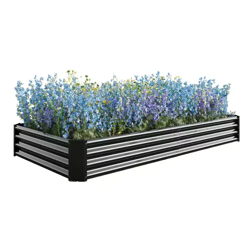 NAYSAYE Planter Metal Raised Garden Bed Anti-Rust Coating for Flowers Vegetables Herbs Outdoor Use, Black, 44.69*91.34*11.81