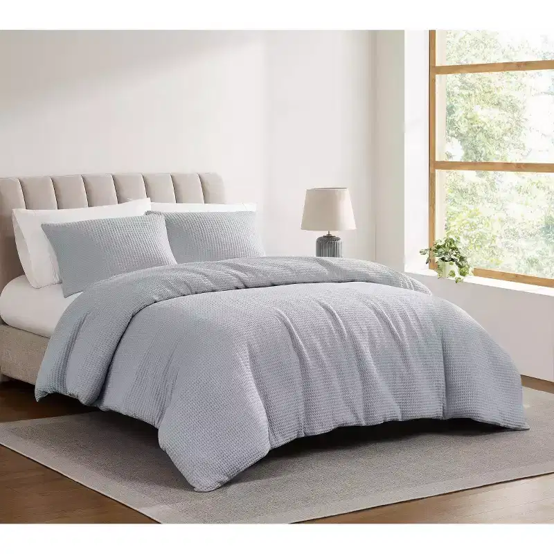 Cannon 3pc King Heritage Cotton Waffle Duvet Covers Set Gray