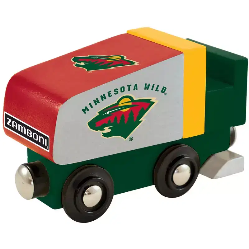MasterPieces Officially Licensed NHL Minnesota Wild Wooden Toy Zamboni Train Engine For Kids
