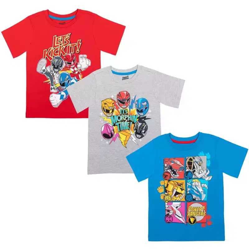 Power Rangers 3 Pack Graphic T-Shirts Little Kid to Big Kid