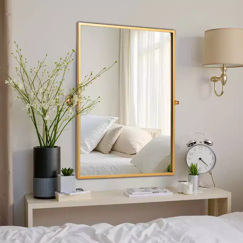 Rectangular Rotating Wall Mirror in Gold �C 38" x 26"