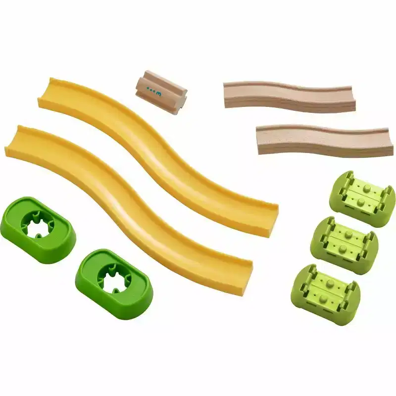 HABA Ball Run Expansion Set, Kullerbu STEM Toys Building Set for 2-8 Year Olds, 10 Piece Set of Ramps and Supports to Elevate Ball Tracks