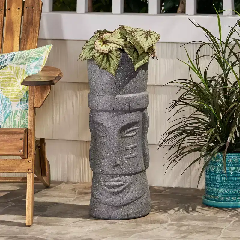 Okak Handmade Head Flower Planter for Indoor 9.5x 9.5x 24, Unique Plants Accent Face Flower Pot Stylish Plant Pots for Outdoor Graden