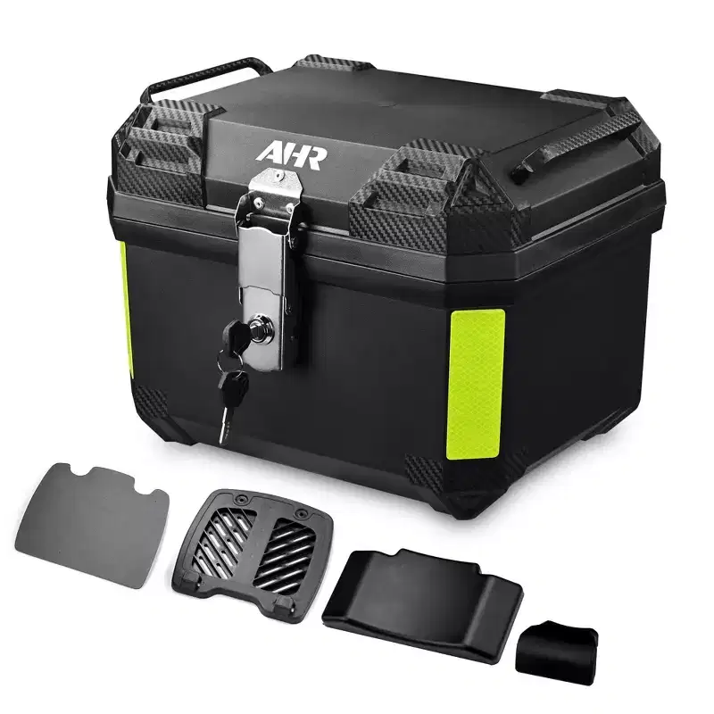 AHR 36L Motorcycle Top Case Tour Tail Box Scooter Trunk Storage Backrest White