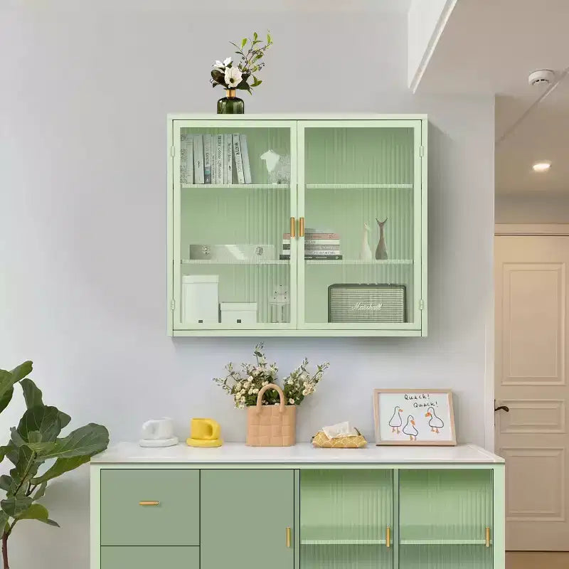 Okak Modern 2-door Wall Cabinet with Featuring 3-tier Storage Glass Doors for Entryway/Dining Room/Living Room/Kitchen