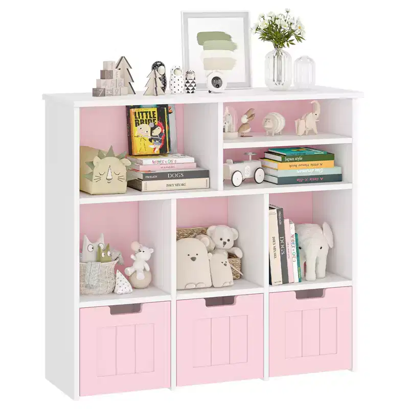 Kids Toy Storage Organizer with 3 Drawers and 6 Cubbies