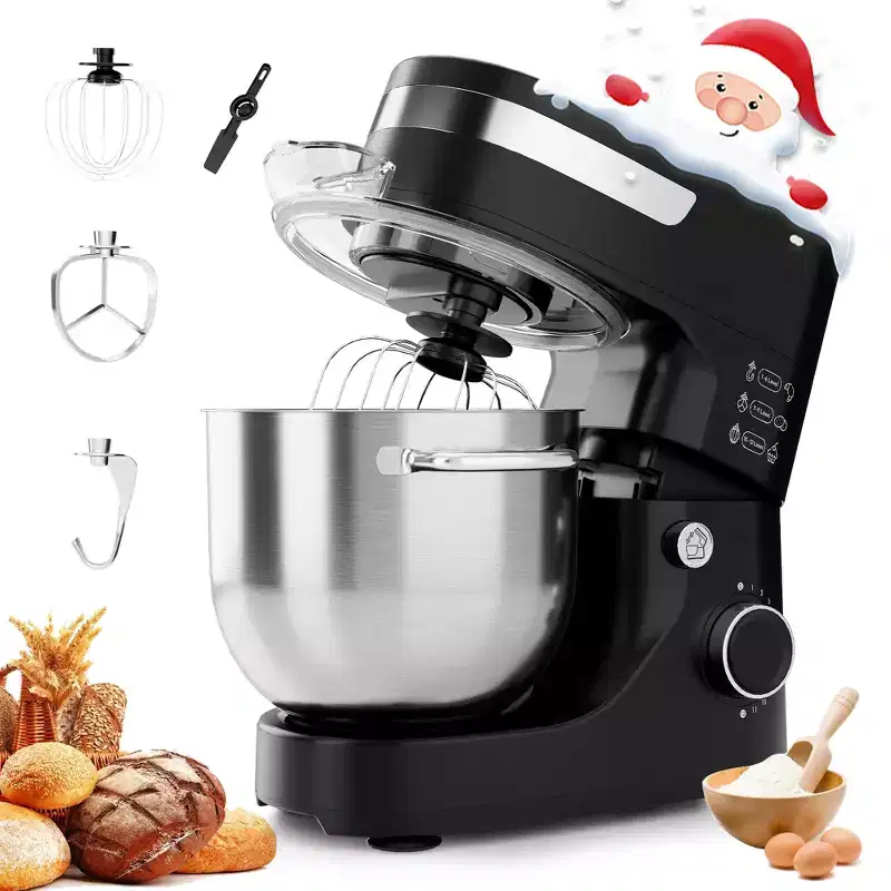 WHALL 5.5 QT Stand Mixer, 12-Speed Tilt-Head Kitchen Mixer with Dough Hook, Whisk, Beater, and Stainless Steel Bowl
