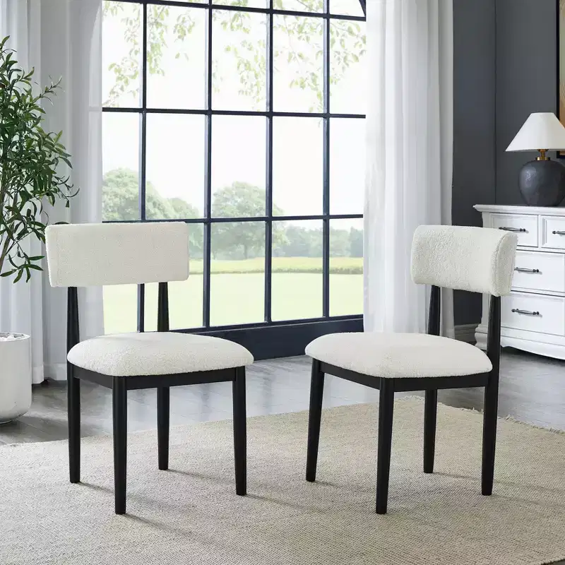 Roundhill Furniture Ellis Boucle Upholstered Dining Chairs, Set of 2