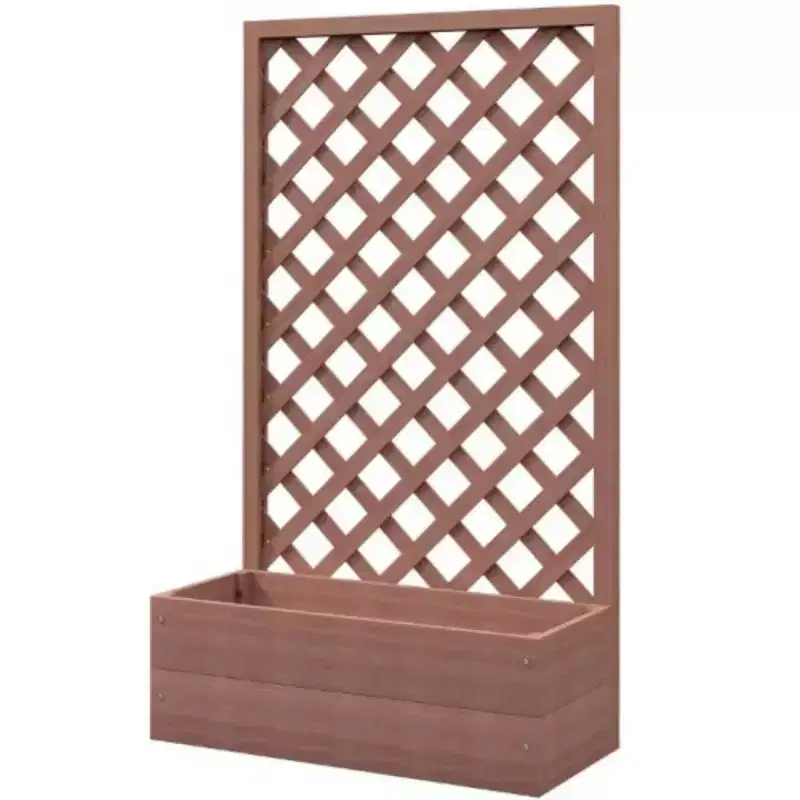 NAYSAYE Raised Garden Bed with Trellis Wooden Planter Box for Climbing Vines Flowers and Vegetables in Patio Balcony Garden, Brown, 29.5*13.3*53.3