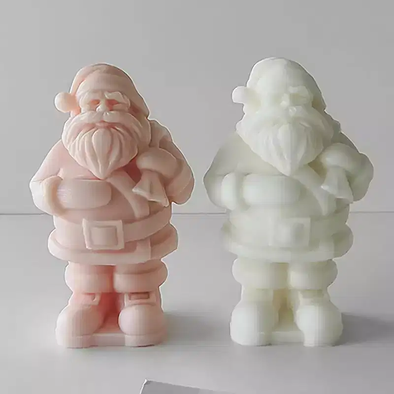JDICTION 2PCS Christmas Santa Candle Mold - Silicone 3D Molds for Candy, Home Decor, Resin Casting & DIY Craft Making
