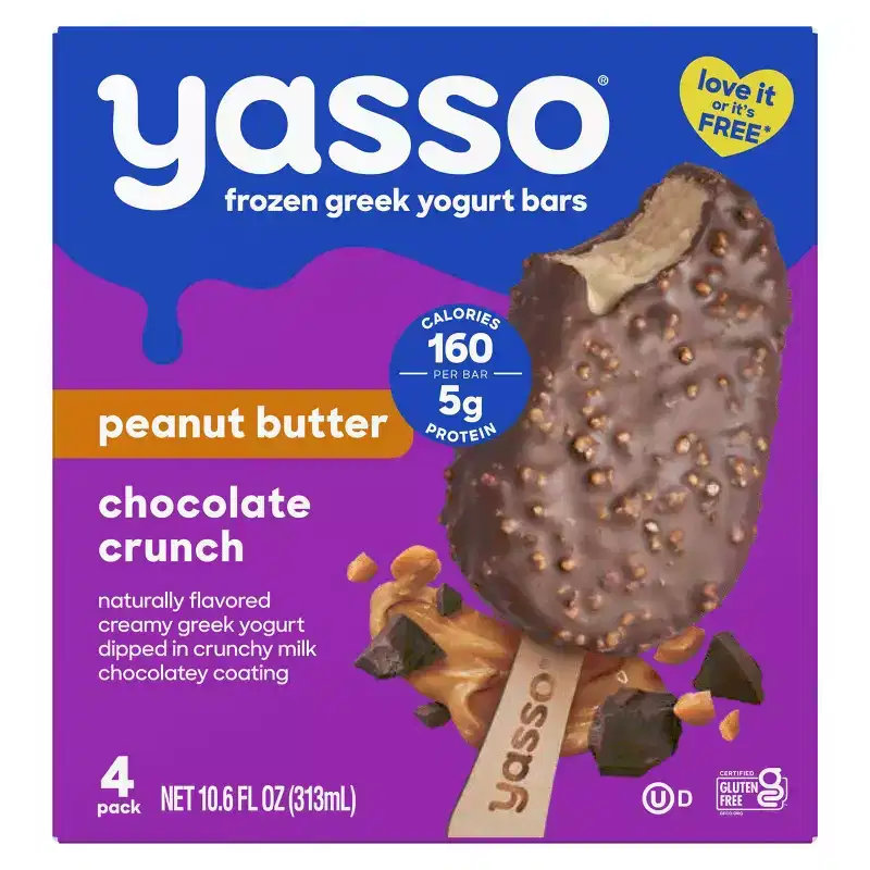 Yasso Frozen Greek Yogurt Indulgent Peanut Butter Dark Chocolate Crunch - 4ct